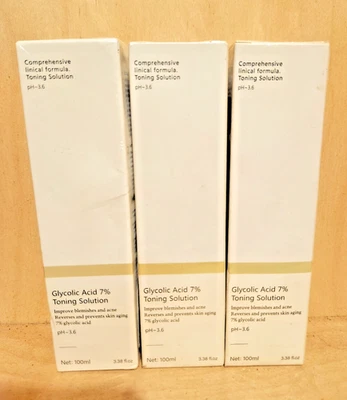 3 pack  New Glycolic Acid 7% Toning Solution Unbranded/same as $$   100ml each - Image 1 of 4