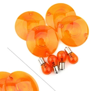 Turn Signal Light Cover Yellow Lens Amber Bulb Fit Heritage Softail FLST FLSTI - Foto 1 di 8