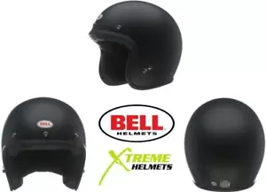 Bell Custom 500 Motorcycle Open Face Helmet Matte Black DOT S-2XL Vintage Retro - Foto 1 di 9
