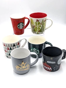 Lot of 6 STARBUCKS Christmas Holiday Coffee Mugs - Picture 1 of 5