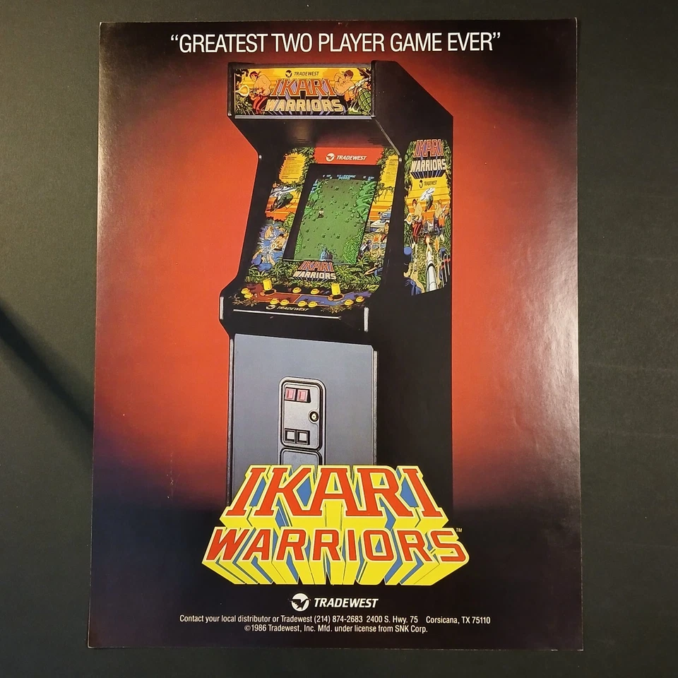 1996 Original Tradewest Ikari Warriors Arcade Game Sales Flyer 8.5 x 11 NM NICE! - Image 1 of 2