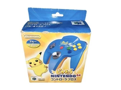 Nintendo 64 Controller Pikachu Pokemon N64 Blue Yellow with Box From Japan - Image 1 of 4