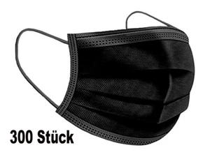 300 Medizinische OP Maske Typ IIR 2R Mundschutz 3-lagig Einweg Schwarz 2 - Bild 1 von 5