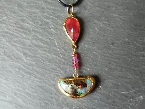Pendant, or18/24 CT, Silver, Opal Boulder - Australia, Spinel, Sapphires, - Picture 1 of 24