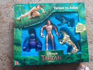 1999 Disney Tarzan. Tarzan vs Sabor. Figure posabili. Mattel. RARO - Foto 1 di 6