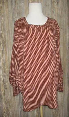 Van Heusen 束腰外衣上衣勃艮第锈色印花聚乙烯卷袖尺寸 XXL 办公室 — 第 1/4 张图片