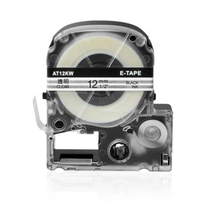 1PK Compatible con EPSON K-Sun 212BC 212BCPX 12mm Cinta Negra sobre Etiqueta Transparente - Imagen 1 de 8