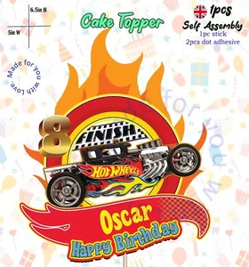 Racing HOT WHEEL V2 Inspired Personalised Birthday Cake Topper Kids Gaming New - Picture 1 of 2