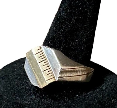Sterling Silver 10K Yellow Gold Ruler Ring Contracter Teacher Architect Size 7 - Image 1 of 4