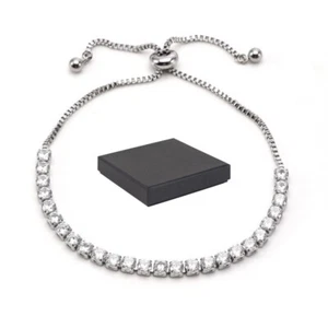 Adjustable Tennis Friendship Bridesmaid Cubic Zirconia Women Ladies Bracelet UK - Picture 1 of 5