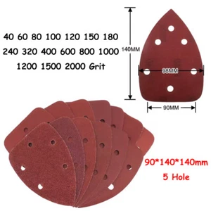 90*140*140mm Triangular Sand Paper P40-P2000 Hook & Loop Red Sanding Pads 5 Hole - Picture 1 of 9