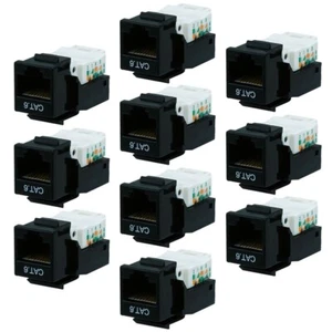 10 pièces Cat5E RJ45 sans outil Keystone Jack Ethernet LAN réseau câble solide noir - Photo 1/5