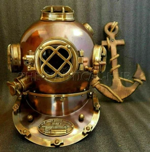 Antique 18" Diving Divers Helmet Vintage U.S Navy Mark V Scuba Diving Helmet - Picture 1 of 5