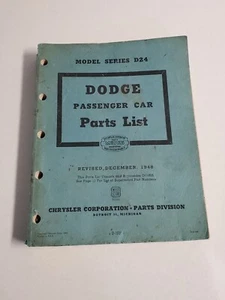 VTG 1948 Revised Dodge Mopar Model Series D24 Passenger Car Parts List Chrysler - Picture 1 of 16