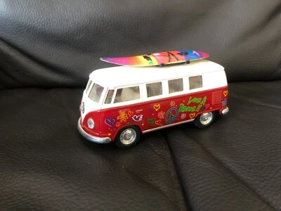 1962 Kinsmart Volkswagen Classical Bus Camper Van With Surfboard 1:32 Die Cast - Image 1 of 4