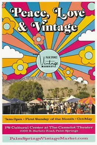2023 Vintage Market Peace Love Art Advertising Postcard Palm Springs California - Picture 1 of 2