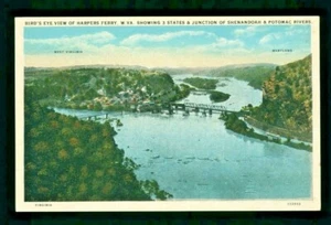 Postcard Birdseye View of Harpers Ferry West Virginia showing three Rivers. F2 - Picture 1 of 2
