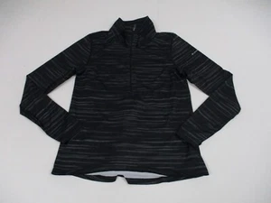 Columbia Sweater Women's Large Gray Quarter Zip Striped Long Sleeve - Picture 1 of 10