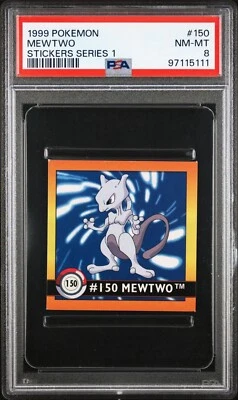 MEWTWO #150 Pokemon Artbox Stickers Series 1 - PSA 8 - Image 1 of 2