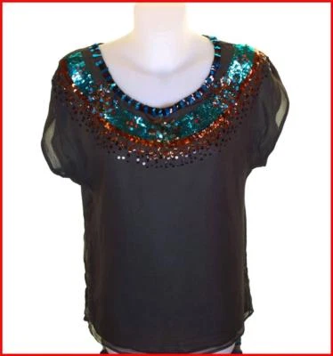 Bnwt French Connection Silk Sequin Blouse Top T Shirt Tunic Fcuk RRP£75 New - Image 1 of 3