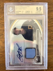 2013 Bowman Platinum Refractors Gerrit Cole Rookie PATCH AUTO 9.5 BGS Yankees - Picture 1 of 2