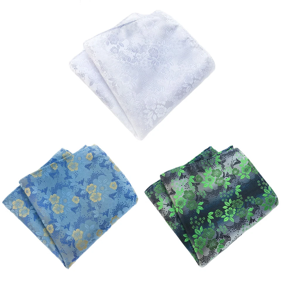 3 Packs Men Floral Flower Hanky Pocket Square Wedding Party Formal Handkerchief - Image 1 of 1