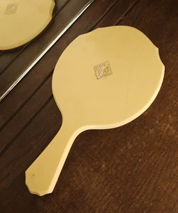 Vintage Art Deco Du Barry Py-Ra-Lin Zelluloid Hand abgeschrägter Spiegel 10" - Bild 1 von 10