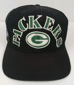 Vintage Green Bay Packers Mütze Super Bowl ANNCO schwarz Wollmischung Druckknopflasche 90er - Bild 1 von 20