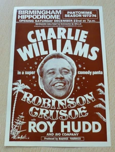 Charlie Williams Roy Hudd Robinson Crusoe Birmingham Pantomime Flyer 1973 - Picture 1 of 2