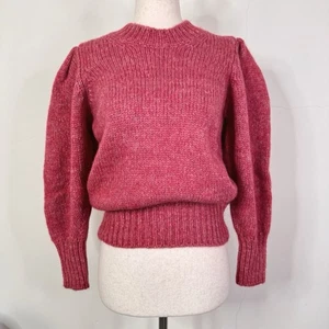Isabel Marant Emma Sweater Pink Baby Alpaca Wool Blend Size 34 NWT Puff Sleeve - Picture 1 of 10