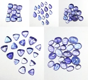 Natural Tazanite Cabochon Lot, Loose Gemstone, Blue Tanzanite Cabs For Jewelry - Picture 1 of 21