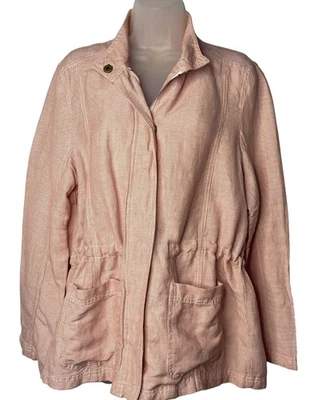 Chaqueta utilitaria Caslon de mezcla de lino roja blanca a rayas cintura ceñida talla lp de viaje Foto 1 de 4