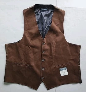 NWT Madison Modern Fit 5 Button Chocolate Brown XL Vest Waistcoat Wedding Mens - Picture 1 of 23