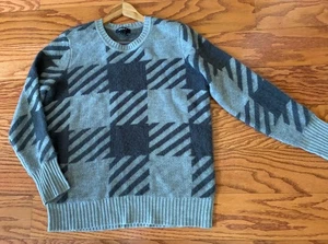 NWOT RARE DKNY Crew Neck Sweater SOFT NOVA CHECK Pullover M COZY VIBE - Picture 1 of 8