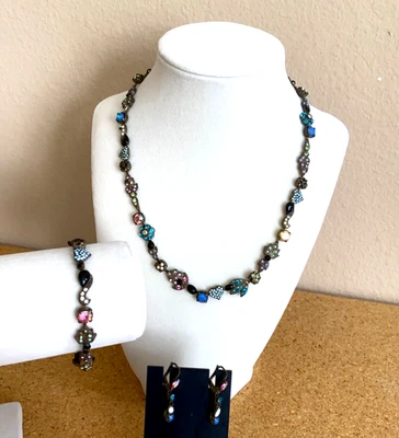 VTG Sorrelli Gorgeous Crystal 3 pc Set Necklace Earrings & Bracelet Set in Brass - Image 1 of 4