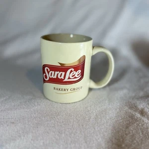 Vintage Sara Lee Bakery Coffee Mug Beige Red Logo Promo Advertising Cup - Picture 1 of 7