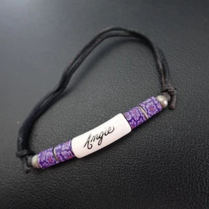 Pulsera Angie Personalizada Tobillera Boho Horno Fuego Hippie Indie Nombre Púrpura - Imagen 1 de 4