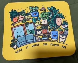 Unique Mouse Pad - 8"x9"x0.25" thick Foam Mousepad - Plant Family cartoon - New - Photo 1/3