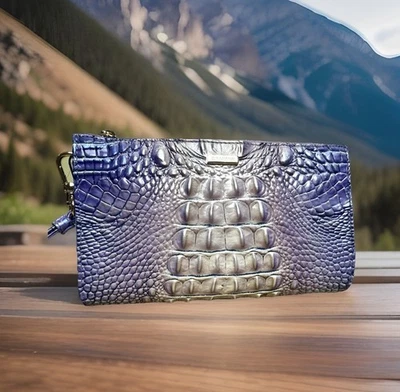 BOLSO CLUTCH BRAHMIN DAISY MUY PERI LILA PÚRPURA OMBRE CUERO PULSERA COSMÉTICOS Foto 1 de 4