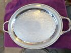Vintage Castleton 4881 Silver Plate Waiter Oval Serving Tray W/ Handles