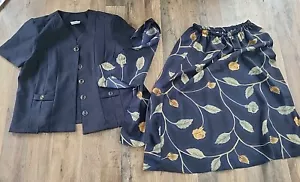 Tuta donna Promises Petite taglia 14P blu gonna floreale con sciarpa - Foto 1 di 12