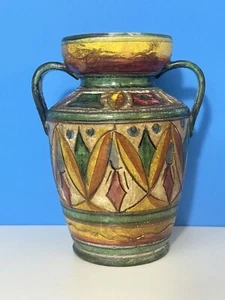 Vintage Hand Thrown Early Century Italian Sgraffito RUSTIC Clay Pottery Vase 9” - Picture 1 of 10