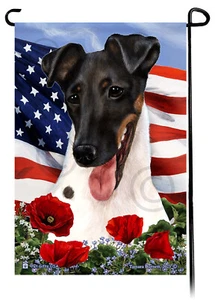 Patriotische Blumen Garten Flagge - Tri Smooth Foxterrier - Bild 1 von 1