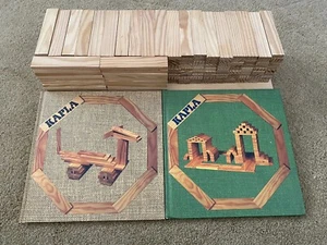 Over 200 Kapla Wood Blocks and 2 Kapla L’Art Design Books, Vintage Toy - Picture 1 of 7