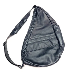 AMERIBAG Healthy Back Bag Black Leather Classic Sling Shoulder Backpack USA 19" - Picture 1 of 20