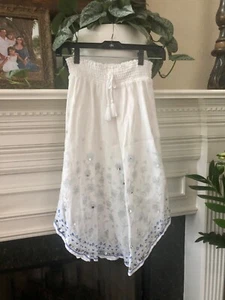 Justice Boho Beach Gauzy Skirt White Blue Sequin Girl's 12 - Picture 1 of 6