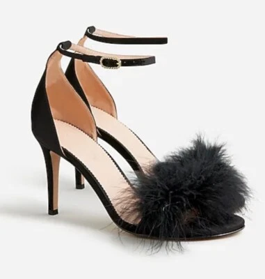 JCrew Collection Rylie Tacones con Correa de Pluma Negros Talla 9 Foto 1 de 4