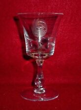 Fostoria glassware 6097-1 Cut Rose pattern Set of 5 Wine Goblets or Glasses - 5"