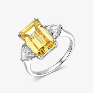 5ct Emerald Cut Lab-created Diamond Engagement Women Ring 18K White Gold Plated - Picture 1 of 20