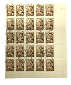 1960 Unión Soviética, CCCP Noyta, 25Kon, hoja de 25 sellos cancelados RARO - Imagen 1 de 1
